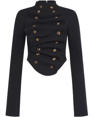 A.W.A.K.E. MODE Structured Ruffled Jacket - Black