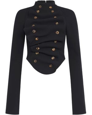 A.W.A.K.E. MODE Structured Ruffled Jacket - Black