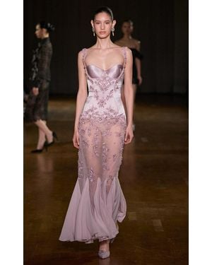 Georges Hobeika Ruffle Embellished Maxi Dress - Brown