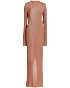 LAQUAN SMITH Ribbed-knit Lurex Gown - Metallic