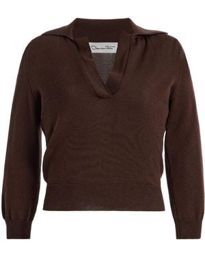 Oscar de la Renta Cropped Wool Jumper - Brown