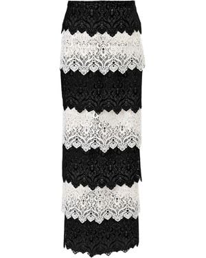 Carolina Herrera Tiered Lace Maxi Pencil Skirt - Black