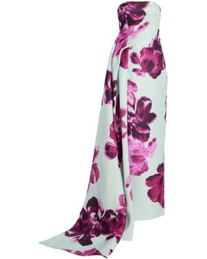 Monique Lhuillier Specialorder-Printed Silk Column Gown - Pink