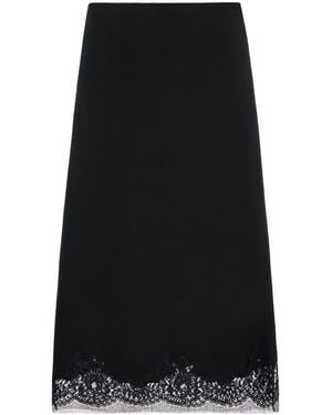 The Row Mea Lace-Trimmed Silk Midi Skirt - Black