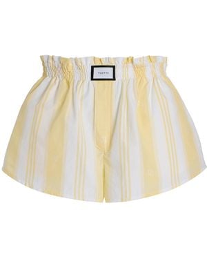 YAITTE Palma Jacquard-Striped Cotton Shorts - Natural
