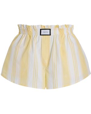 YAITTE Palma Jacquard-Striped Cotton Shorts - Natural