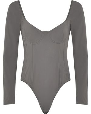 Paris Georgia Basics Underwire Stretch-nylon Bodysuit - Gray