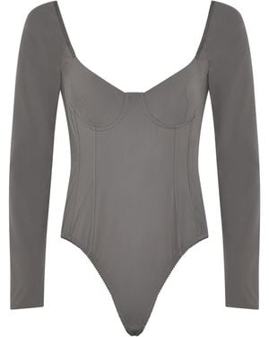 Paris Georgia Basics Underwire Stretch-nylon Bodysuit - Grey