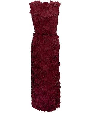 Erdem Rosette-Embellished Midi Dress - Red