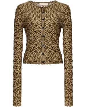 Ulla Johnson Vivienne Chevron-Knit Wool Cardigan - Green