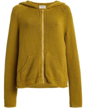 Still Here Bear Zip-up Cotton Sweater - Yellow
