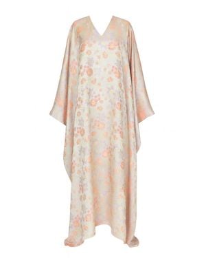 Dima Ayad Floral-Print Maxi Kaftan - Natural