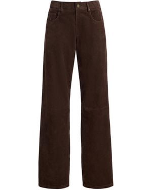 Arma Jean Suede Straight-Leg Trousers - Brown