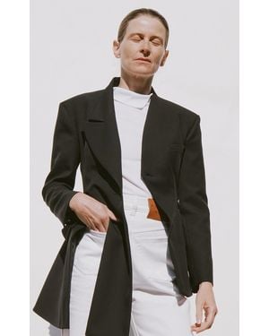 A.W.A.K.E. MODE Asymmetric Cotton-Blend Volume-Contrast Blazer - Black