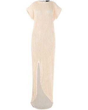 MAZ Manuela Álvarez Tulipan Furrows Cotton-Blend Midi Dress - White