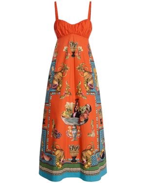ALÉMAIS Rocco Cotton Poplin Midi Dress - Orange