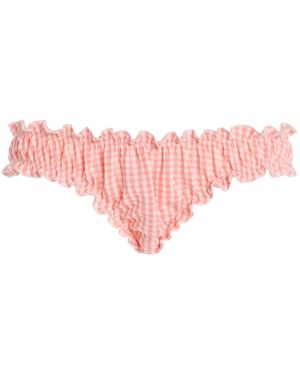 Juillet Chloe Ruched Gingham Bikini Bottom - Pink