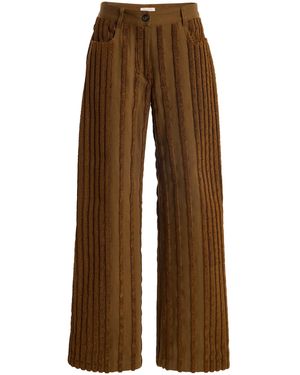 DIOTIMA Stulla Embroidered Cotton Wide-Leg Pants - Brown
