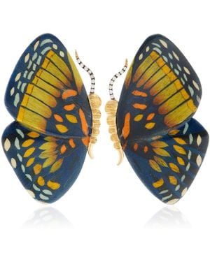 Silvia Furmanovich Marquetry Wood Butterfly Earrings - Green
