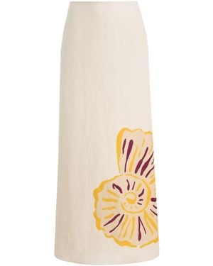 Cala De La Cruz Exclusive Tua Linen Maxi Skirt - White
