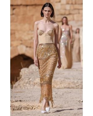 Georges Hobeika Embellished Bustier Midi Dress - Brown