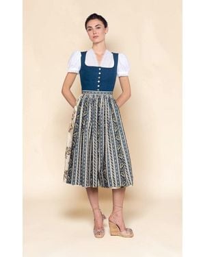 Lena Hoschek Mirabelle Linen-Blend Dirndl Blouse - Blue