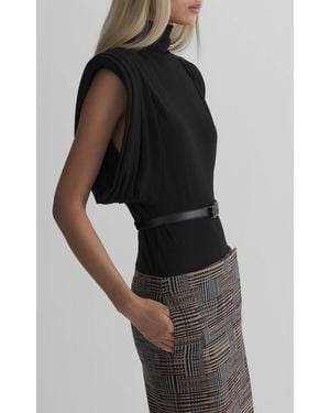 Mugler Draped Wool-Blend Top - Black