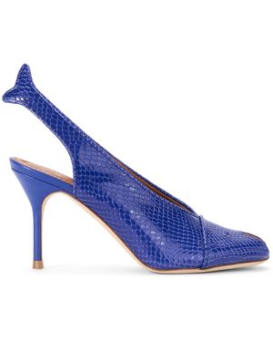 STAUD Cleo Fish Leather Heels - Blue