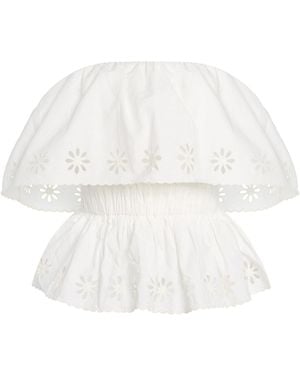 Posse Exclusive Riviera Cecilia Ruffled Strapless Cotton Top - White