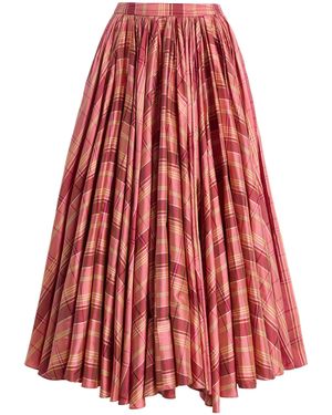Altuzarra Charlie Pleated Silk Midi Skirt - Red