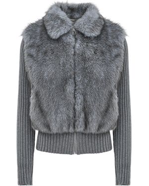 Source Unknown Meti Eco Fur Cardigan - Gray