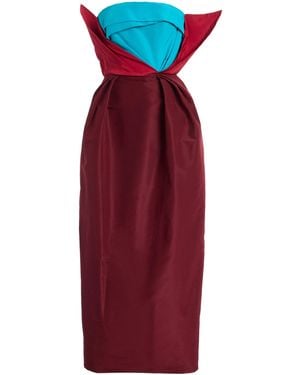 Christopher John Rogers Colorblocked Silk Tulip Gown - Red