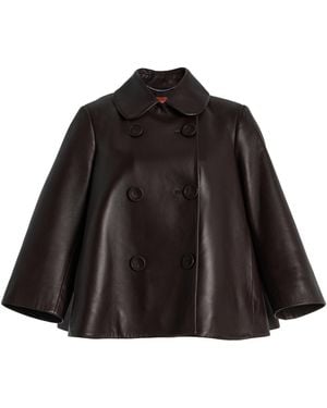 Altuzarra Hayden Leather Cape Coat - Black