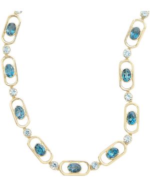 Jamie Wolf 18K Oval And Round Link Topaz And Aquamarine Necklace - Blue