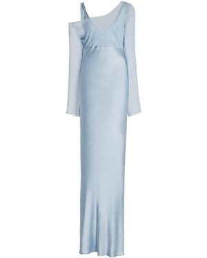 BEARE PARK Layered Asymmetric Silk Maxi Dress - Blue