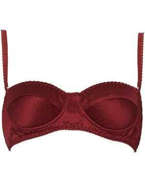 DES_PHEMMES Balconette Satin Bra - Red