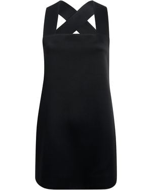 KHAITE Mella Cross-Back Crepe-Satin Mini Dress - Black