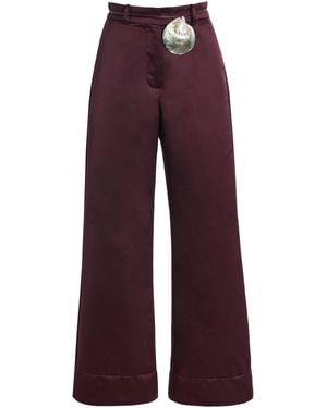 Sloan Exclusive Belted Twill Flared-Leg Trousers - Purple