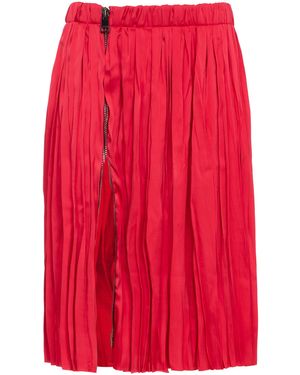 DES_PHEMMES Crinkle Pleated Satin Midi Skirt - Red