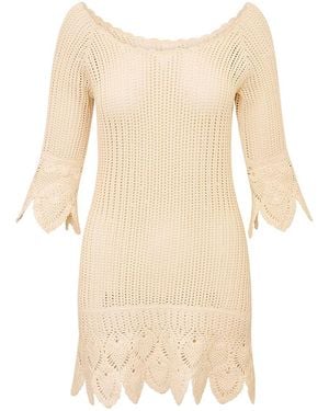 LoveShackFancy Krisella Cotton Crochet Mini Dress - Natural