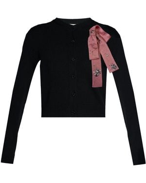Erdem Embellished Merino Wool Cardigan - Black