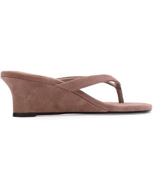 Black Suede Studio Easy 50 Leather Wedge Sandals - Grey