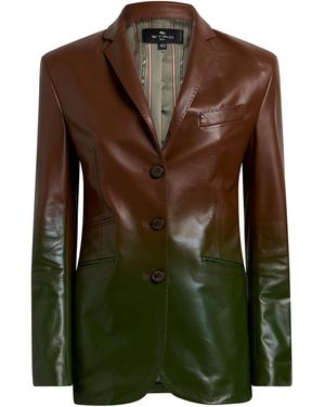 Etro Ombré Leather Blazer - Green