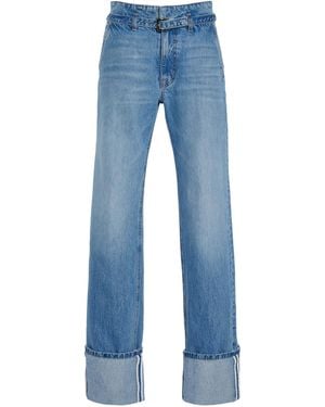 Brandon Maxwell The Alexa Cuffed Rigid Low-Rise Straight-Leg Jeans - Blue