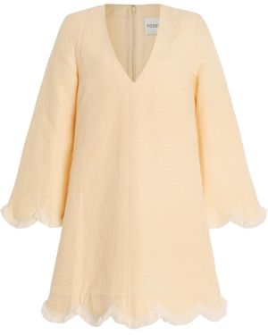 Posse Essie Fringed Linen Mini Kaftan - Natural