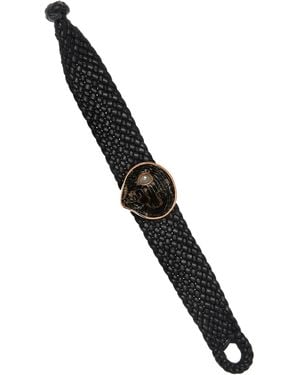 Dezso by Sara Beltran 18k Gold Diamond Leather Bracelet - Black