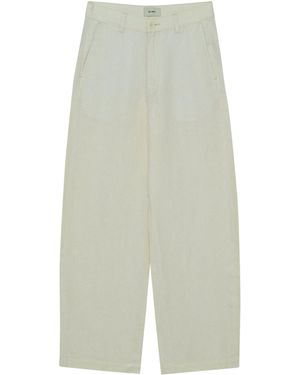 DL1961 Taylor Relaxed Barrel High-Rise Ankle Linen Trousers - White