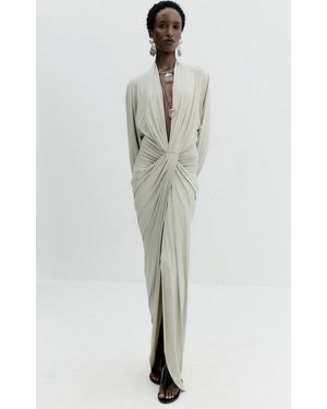 De La Vali Odessa Deep Cowl-Neck Maxi Dress - Grey