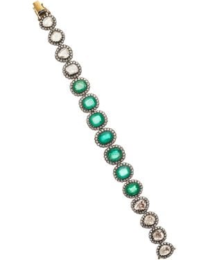 Amrapali One-of-a-kind Rajasthan 18k Yellow Gold Emerald, Diamond Bracelet - Blue