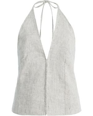 Deiji Studios Close Striped Linen Halter Top - White
